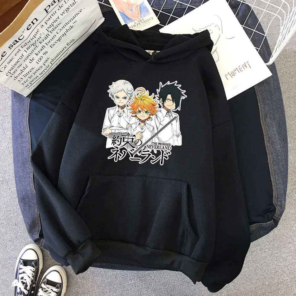 

Long Sleeve Costume Hoodies The Promised Neverland Harajuku Anime Hooded Streetwear Graphic Oversized Pullover Womens Tracksuit