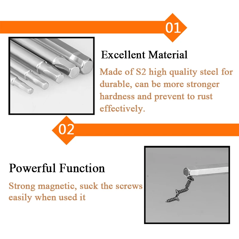 Набор шестигранных головок 5 шт. 100 мм длинный шестигранный ключ биты для отвертки