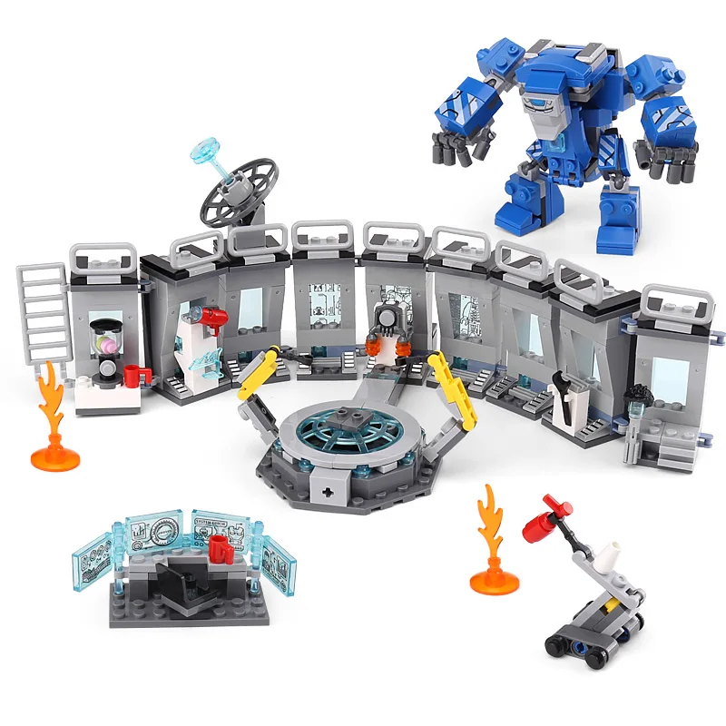 587pcs DHL 07121 Супер Герои игрушки серии Железный человек зал доспехи совместимые 76125 игрушки строительные блоки кирпичи детские игрушки Рождественский подарок - Цвет: 587pcs