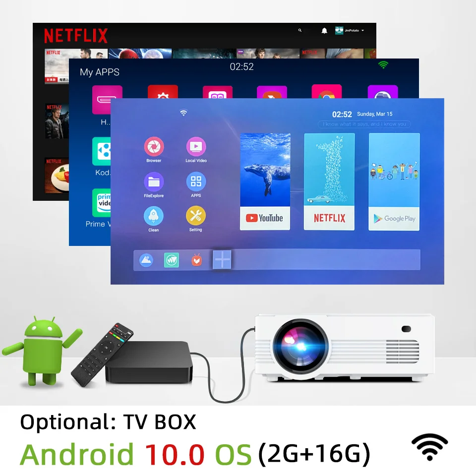 Мини-проектор BYINTEK C520 150 дюймов светодиодный HD для домашнего кинотеатра 1080P 3D 4K (на