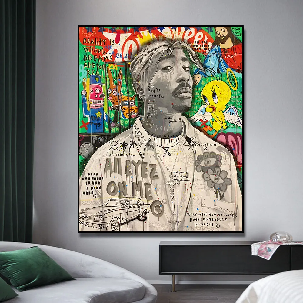 

Graffiti Pop Art Singer Hip Hop Portrait Posters Canvas Painting Prints Modern Wall Art Pictures Living Room Home Decoration