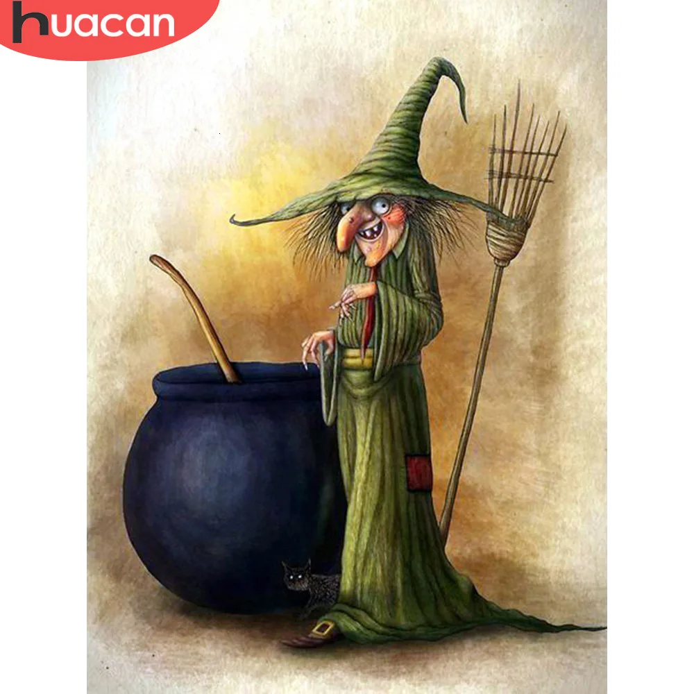 Алмазная вышивка huacan Witch краски с бриллиантами портрет DIY Хэллоуин Алмазная краска ing полная квадратная картина Стразы