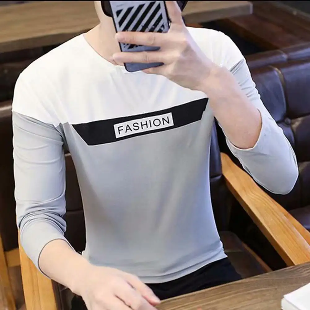 

Great Spring Top Soft Leisure Men Top Letter Spring Shirt for Daily Wear Spring Top