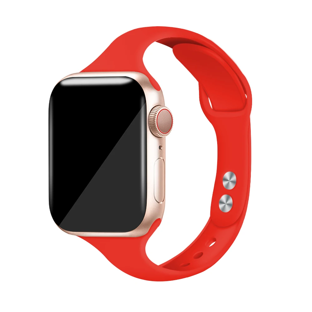 Силиконовый ремешок для наручных часов Apple Watch 38 мм, 42 мм, iwatch, версия 4 полосным 44 мм/40 мм спортивный браслет резиновый ремешок для наручных часов iwatch, версия 5 4 3 2 1 - Цвет ремешка: Grand Red