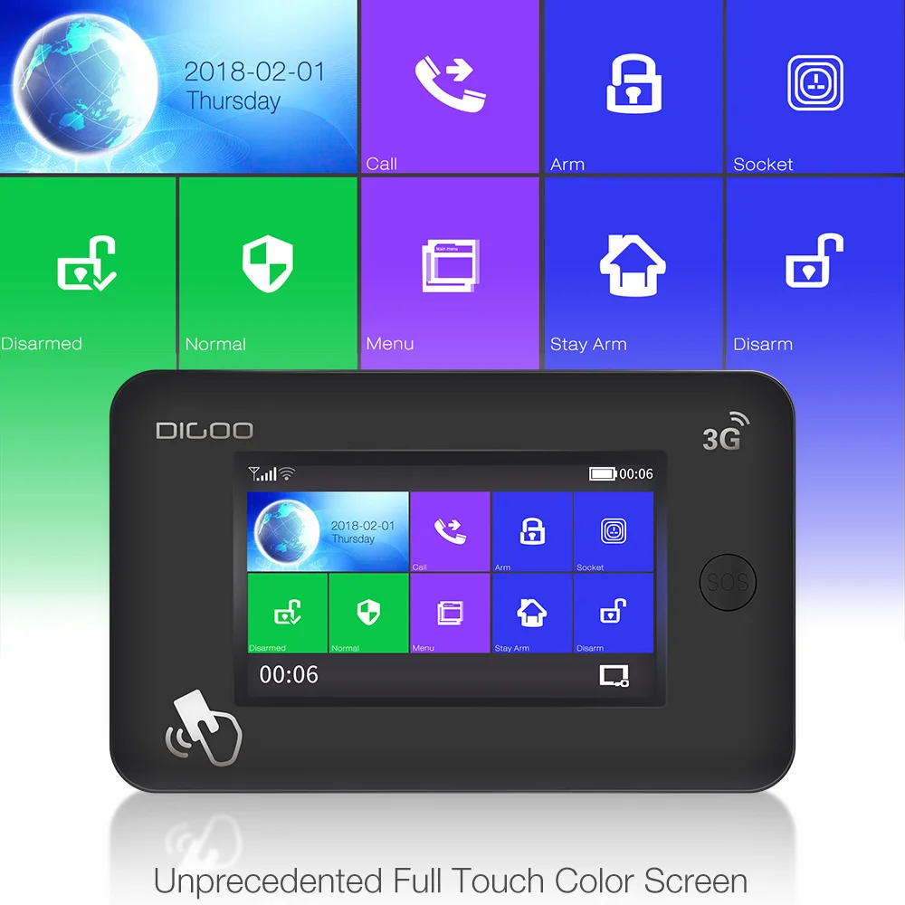 DIGOO DG-HAMA все Tou ch экран 3g версия умная домашняя система охранной сигнализации наборы поддержка управления приложением Amazon Alexa-US слот для карт