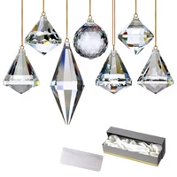 goldenhaitai 7pcsset clear crystal hanging pendant prism chandelier accessories for window garden christmas decoration