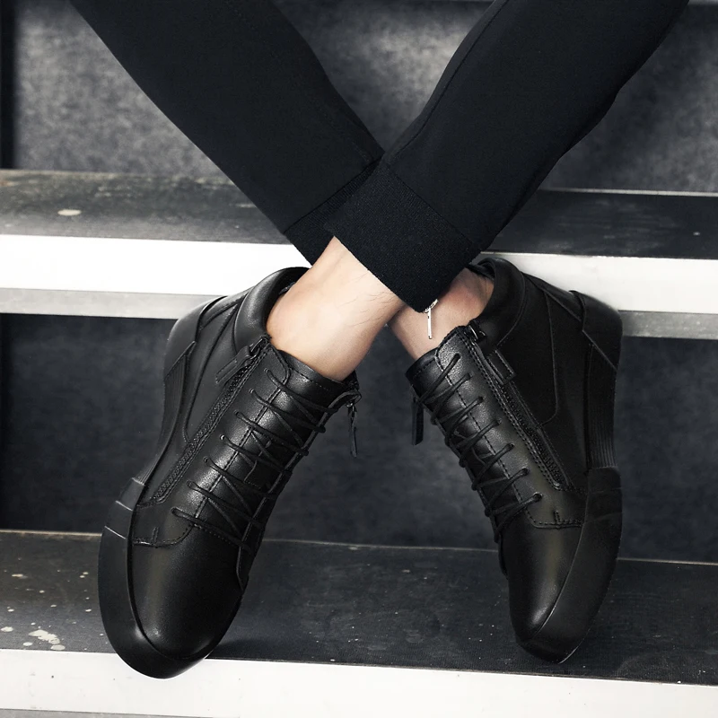 Man Casual Sneakers Elevator Shoes Invisible 6CM Height Increase Leather Mens Leisure 2019 New Cow Shoe | Обувь