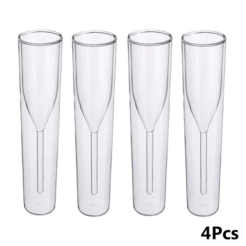 4Pcs Champagne Cup Новинка, 1-6 шт, 115 мл, двойные стенки, стеклянные фужеры для шампанского, бокалы с пузырьками, Коктейльные тюльпаны, персонализированные чашки для украшения свадебной вечеринки - Цвет: 4Pcs Champagne Cup
