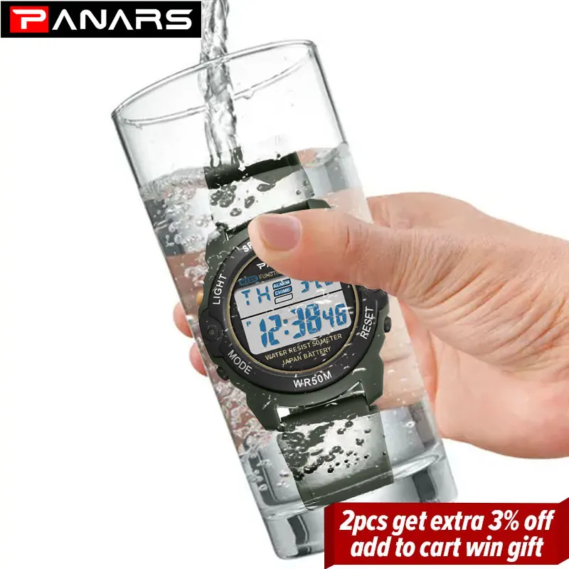 

Teenager Sport Watch Men Ultra thin Swim Waterproof Wristwatch Army Green Alarm Clock Multi-function Watches for Man 8135