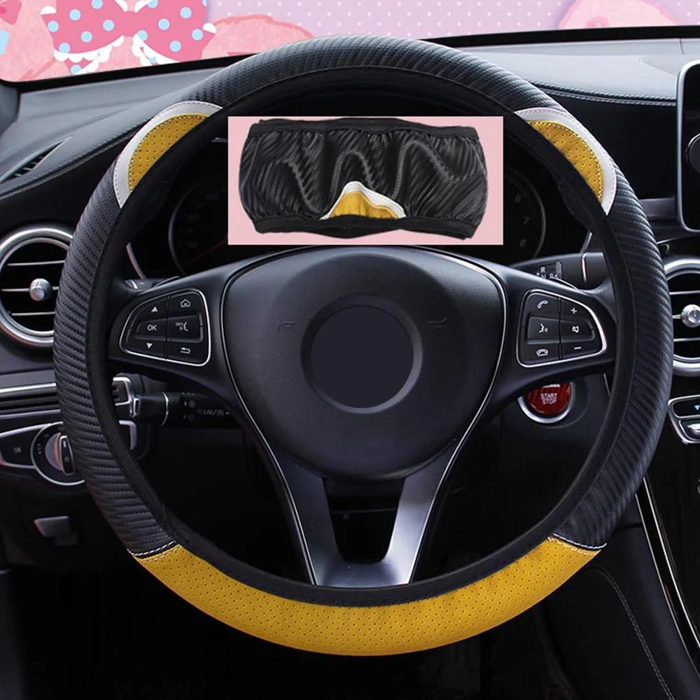 Цвет: желтый FORAUTO чехлы на руль с милыми кошачьими ушками для автомобиля, чехлы на руль, автомобильные аксессуары, универсальные автомобильные украшения - Название цвета: Цвет: желтый