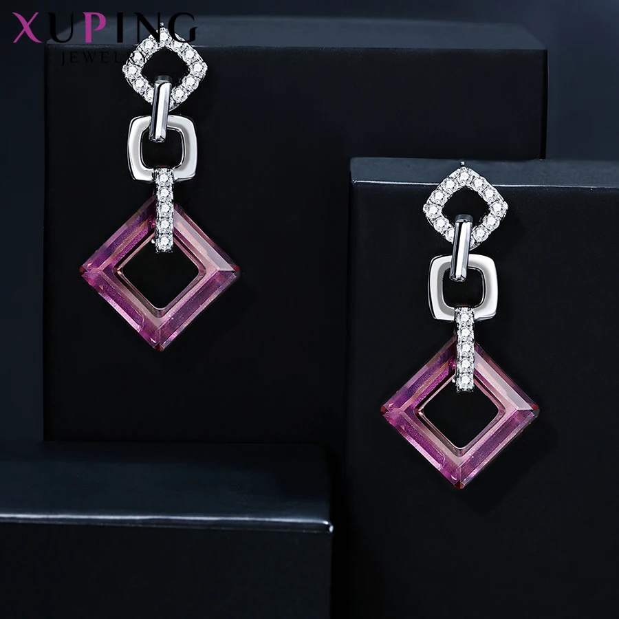 Xuping, изысканные цветные серьги, высокое качество, кристаллы от Swarovski, цветное покрытие, для женщин, подарок на день Святого Валентина, S89-202