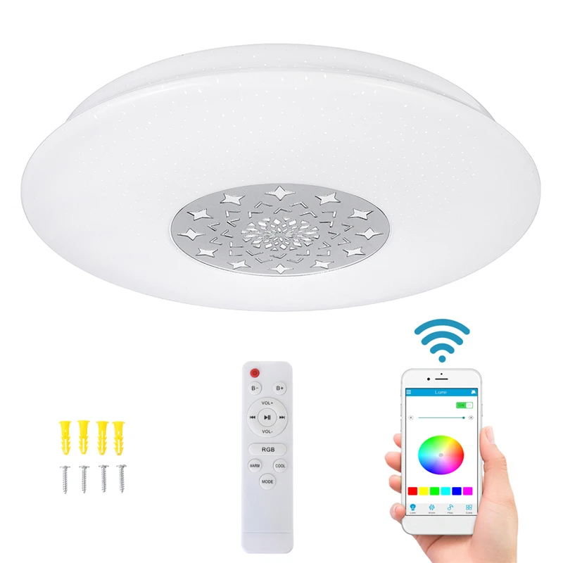 Светодиодный музыкальный потолочный светильник 120 Вт RGB bluetooth динамик лампа для