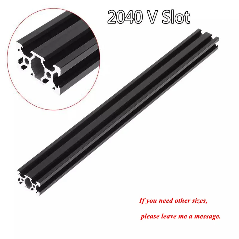 

1PC BLACK 2040 European Standard Anodized Aluminum Profile Extrusion 100MM-800MM Length Linear Rail for CNC 3D Printer V-Slot