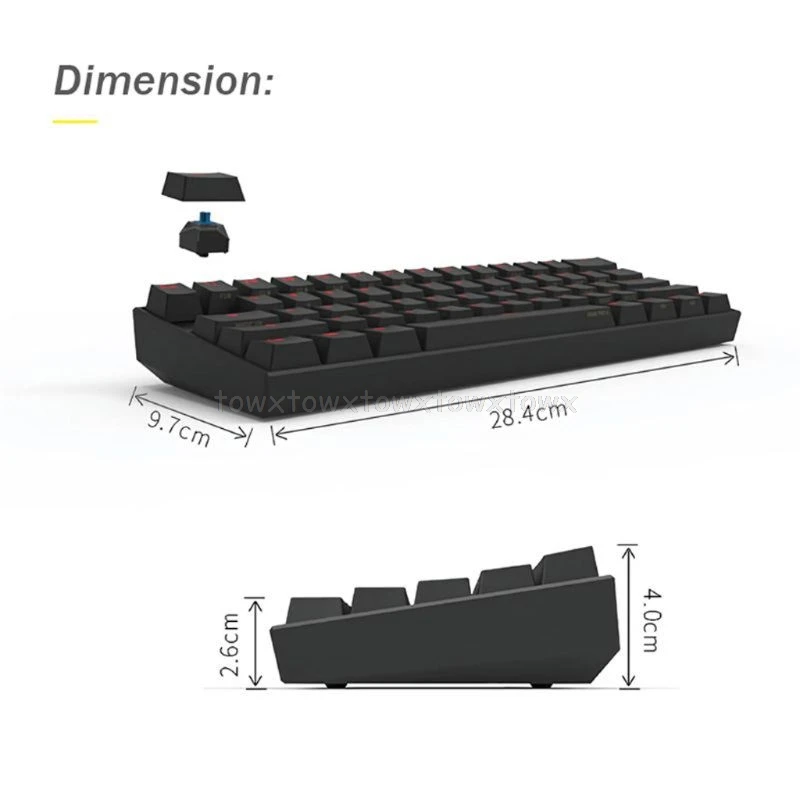 Type-C RGB 61 Keys 60% Mechanical Keyboard Bluetooth-compatible 4.0 Kailh Box Switch Black And White Optional O24 19 dropship | Компьютеры