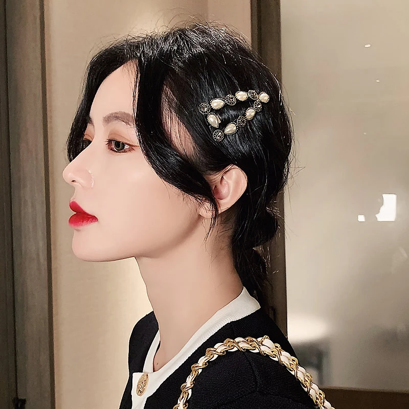 

Для женщин и девочек Новый стиль элегантный Lmitation с украшением в виде кристаллов с геометрическим рисунком заколки милое украшение для воло...