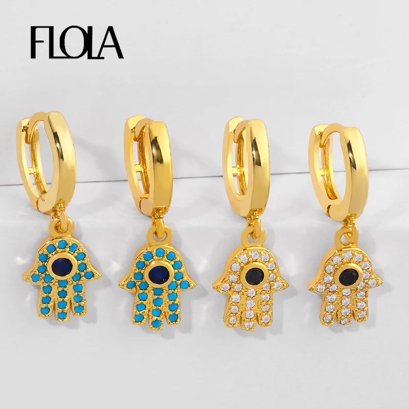 Женские Висячие серьги FLOLA с золотым наполнителем Fatima маленькие кристаллами