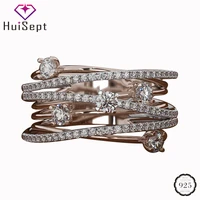 huisept trendy silver 925 jewellery ring created cubic zircon rings for female wedding party ornaments rose gold color wholesale