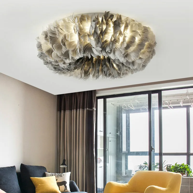 Светодиодные потолочные светильники в скандинавском стиле с перьями креативные