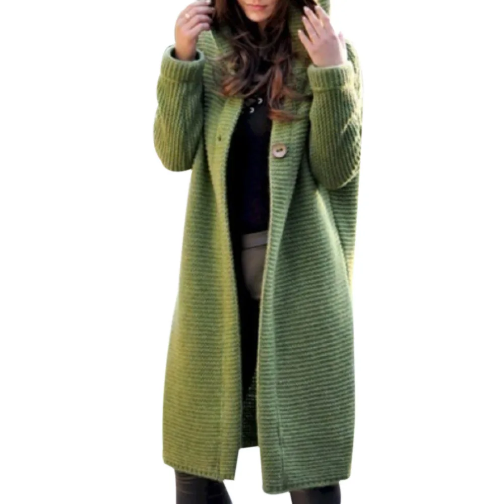 

Women's Sweaters Winter 2021 Fashionable Casual Loose Sweater Female Autumn Cardigans Single Breasted Puff Hooded Coat Plus Size