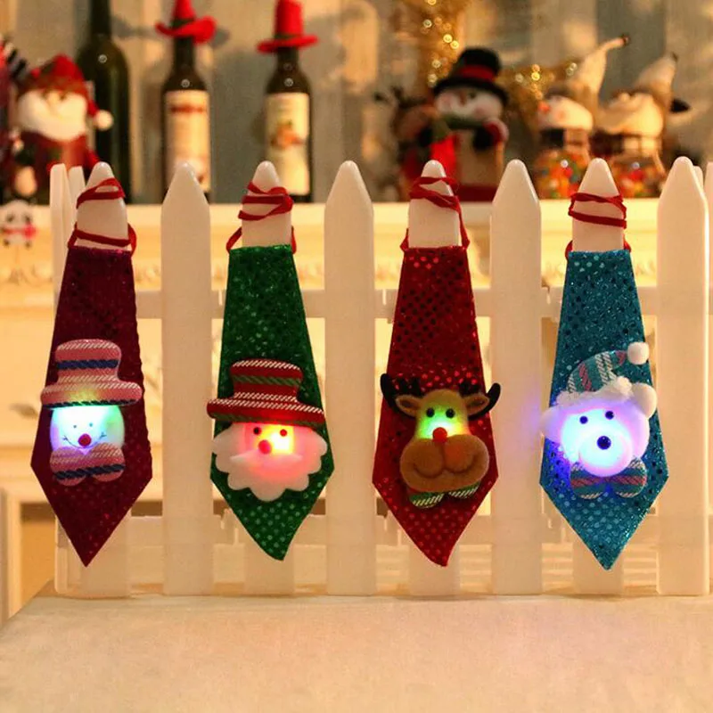 

Детский Рождественский мультяшный светодиодный светящийся галстук, мигающий Санта-Клаус, снеговик, лось, новинка, игрушки для детей, Нового...