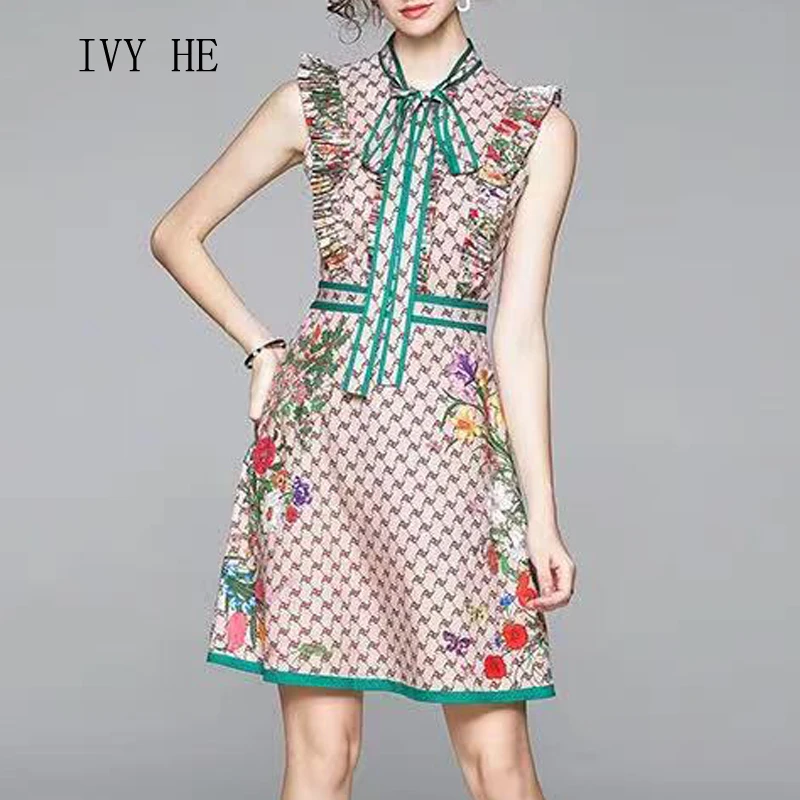 Женское винтажное платье средней длины IVY HE Элегантное Длинное Платье с