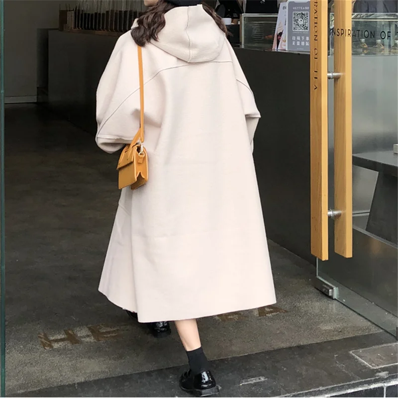 Зимнее пальто и куртка Женское шерстяное длинное корейское элегантное теплое