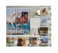 running horse shower curtain waterproof polyester fabric decorative bathroom bath curtains including hooks