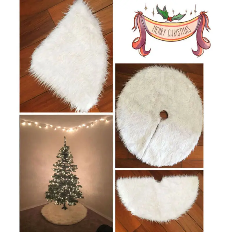 1pc White Plush Christmas Tree Skirts Fur Carpet Merry Decor Home Natal Skirt New Year Base Floor Mat Cover | Дом и сад
