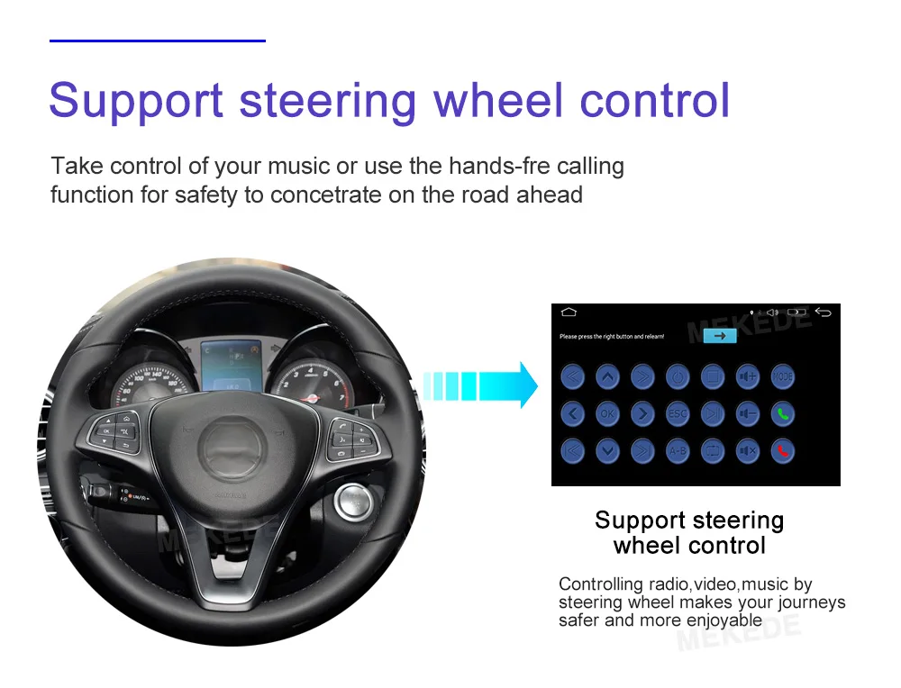 MEKEDE Single 1 DIN 8" Android 9.0 Universal Car Radio Stereo Quad Core Head Unit GPS Navigation Support Steering Wheel