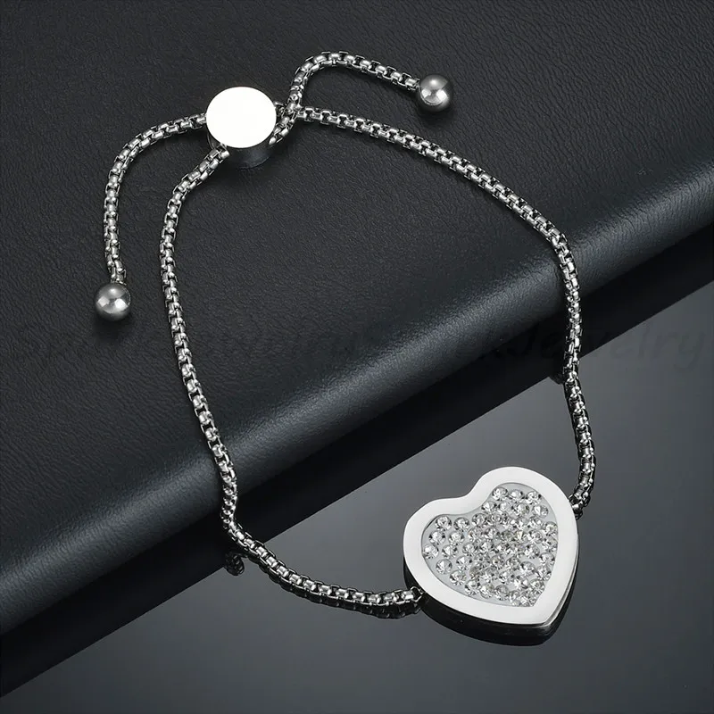 Женский браслет с подвеской в виде сердца из нержавеющей стали
