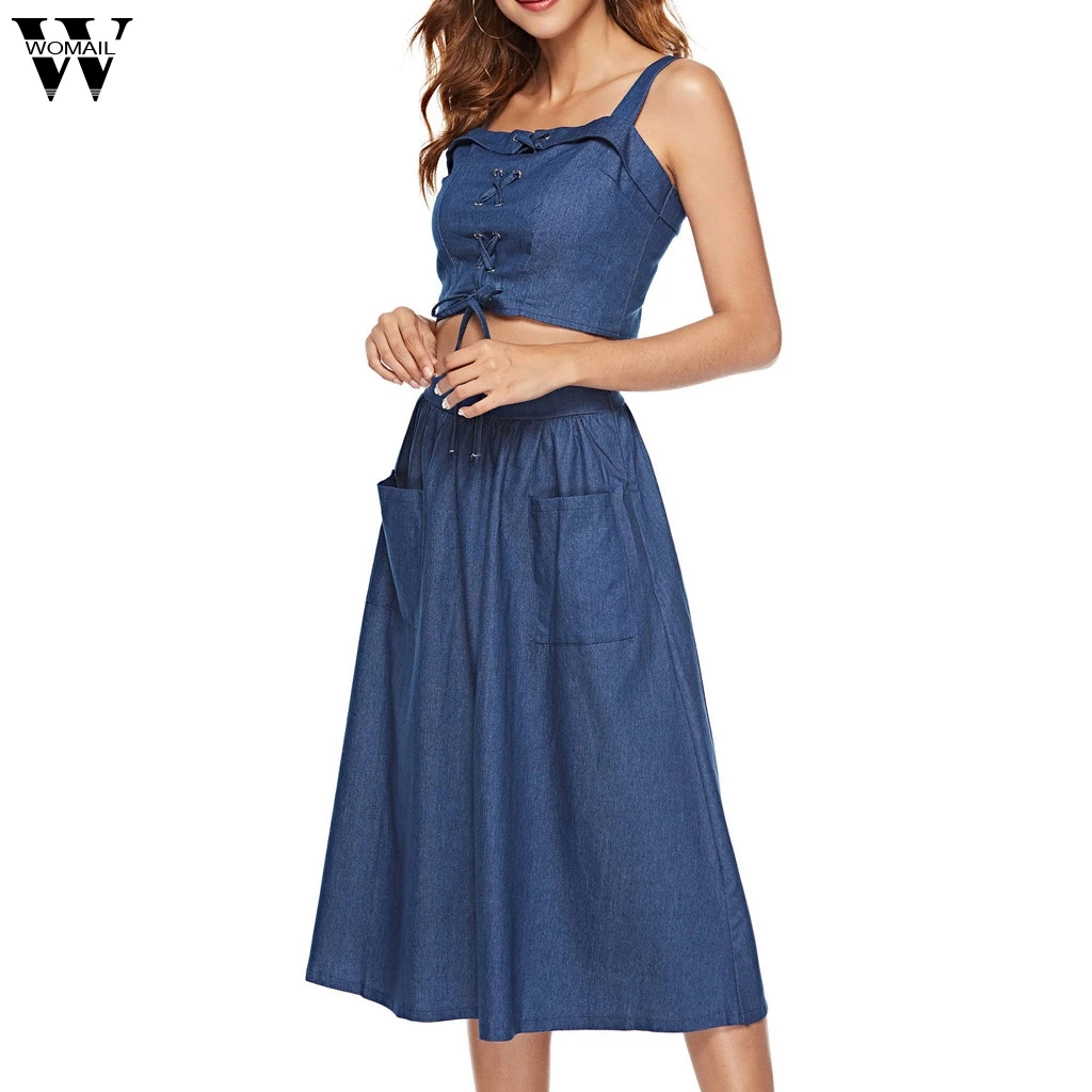 

Womail Women Sexy Club Suit Sets Sexy Sleeveless Cowboy Off Shoulder Blouse Tops Skirt Suit Set All Season Womne Suit Sets S-XL