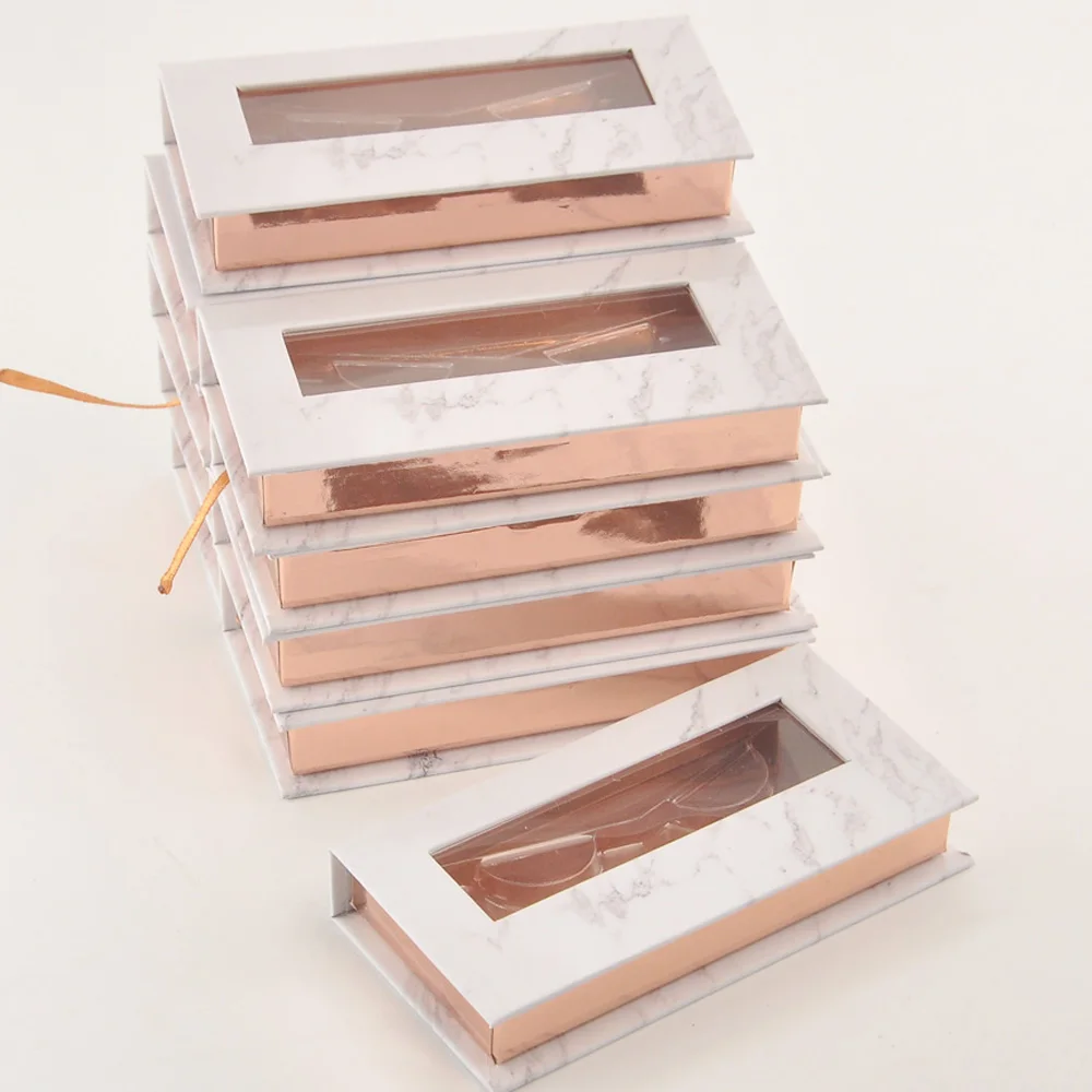 

Wholesale 25mm mink eyelashes rectangle magnetic eyelash packaging box marble grey makeup case eyelash packaging bulk vendors