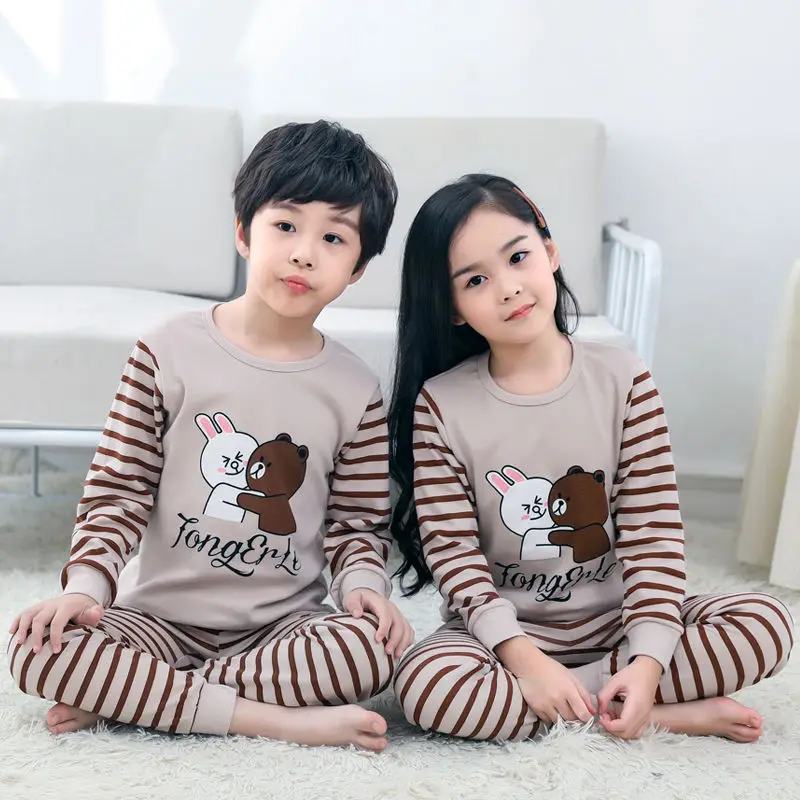 Детская одежда пижамы для больших мальчиков и девочек с героями мультфильмов