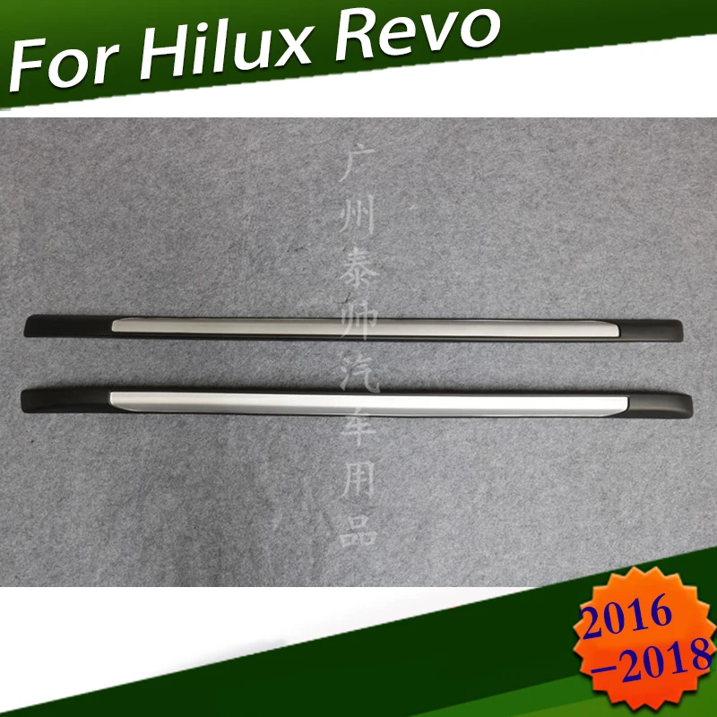 Rieles de techo plateados, barras portadoras de rejilla para Toyota Hilux Revo Rocco, cabina doble, 2016-2019