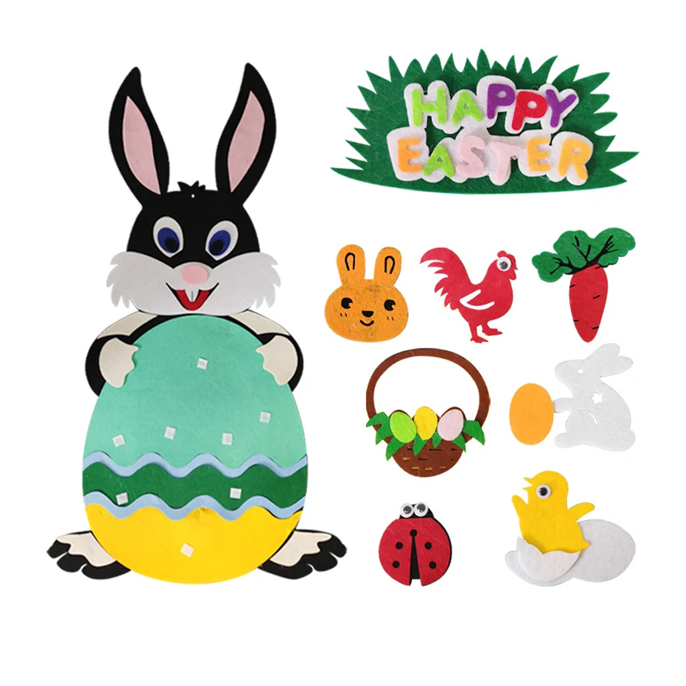 

Easter Felt Toy Rabbit Felt Set Easter Felt Crafts for Kids DIY Game Hanging Ornaments Indoor Decoration Decor Gifts For Kids