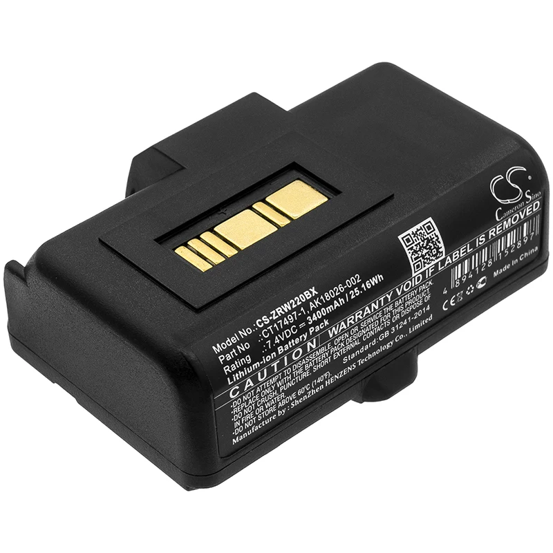 

CS 3400mAh / 25.16Wh battery for Zebra RW220, RW320 AK18026-002, CT17497-1