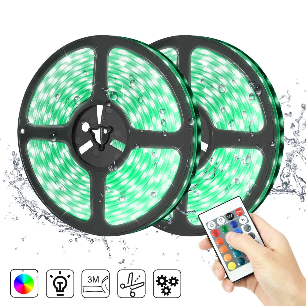 

Светодиодная ленсветильник RGB 5050 SMD 12 В постоянного тока, гибкая светодиодная лампа, лента, лента 20 м для телевизора, настольного экрана, подс...