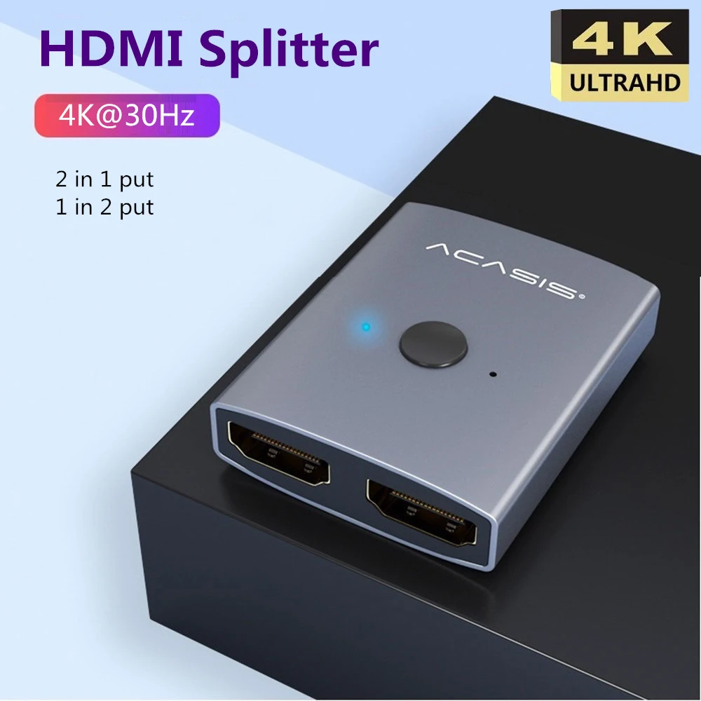 HDMI 4K переключатель сплиттер 1 в 2 выхода порта двунаправленный адаптер выход
