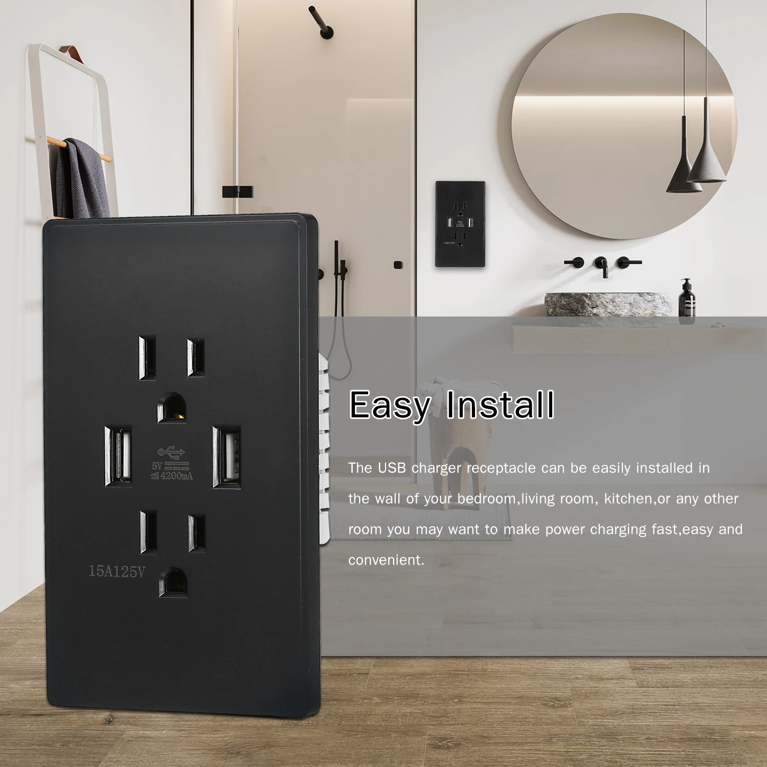 Высокоскоростная настенная розетка с зарядным устройством USB электрическая