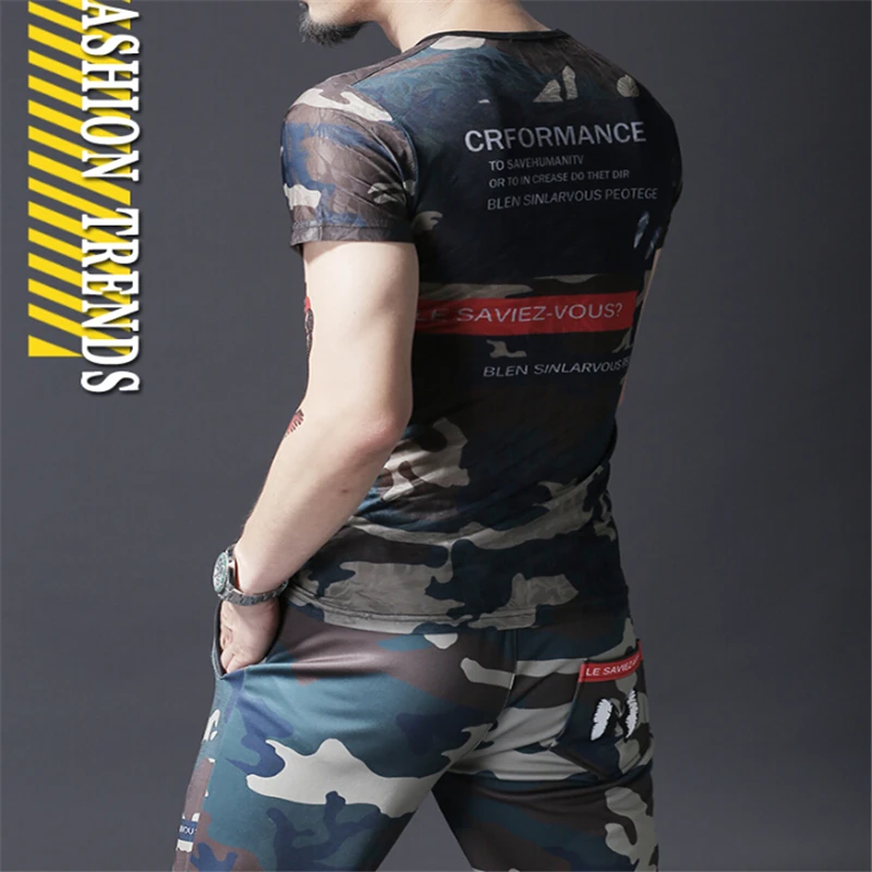 Новый дизайн тонкий спортивный костюм новый модный Камуфляжный ледяной