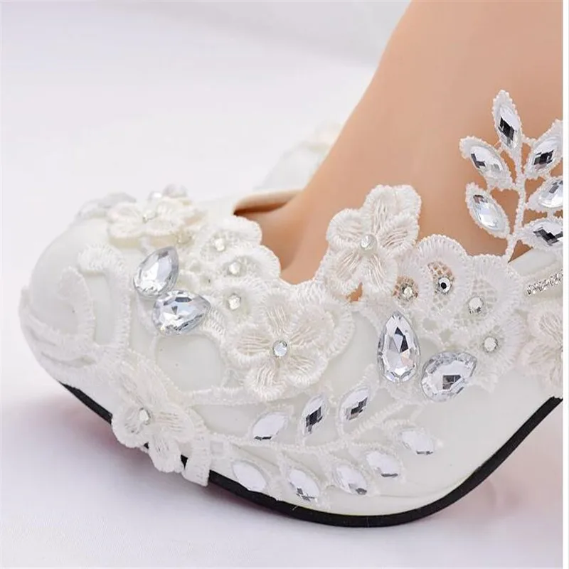 

Crystal White Wedding Shoes Bride Female High Heels Shoes Woman 2021 Diamond Princess Ball Party Shoes Shoes