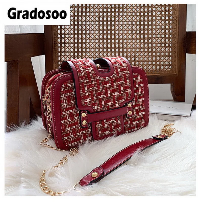 Gradosoo Ретро стиль женская сумка зимние маленькие сумки через плечо для женщин