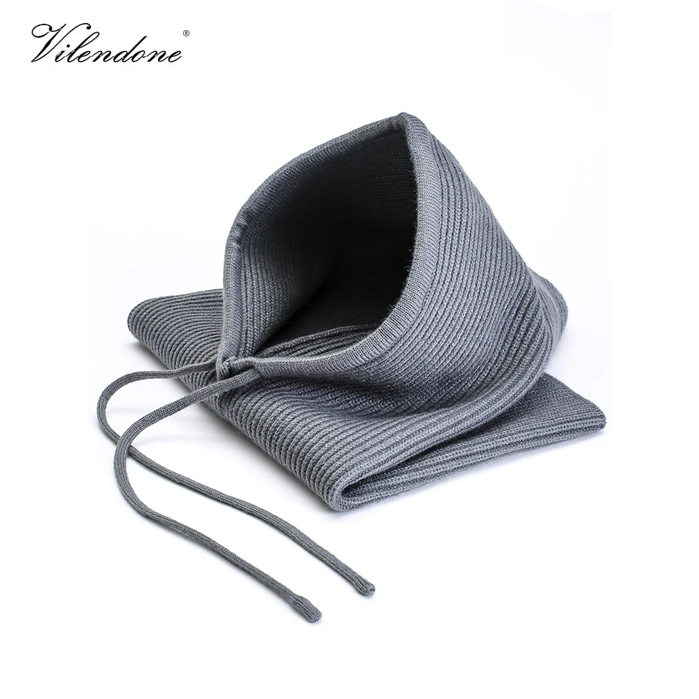 2019 зимние вязаные шапки унисекс с капюшоном для женщин теплые одноцветные мягкий