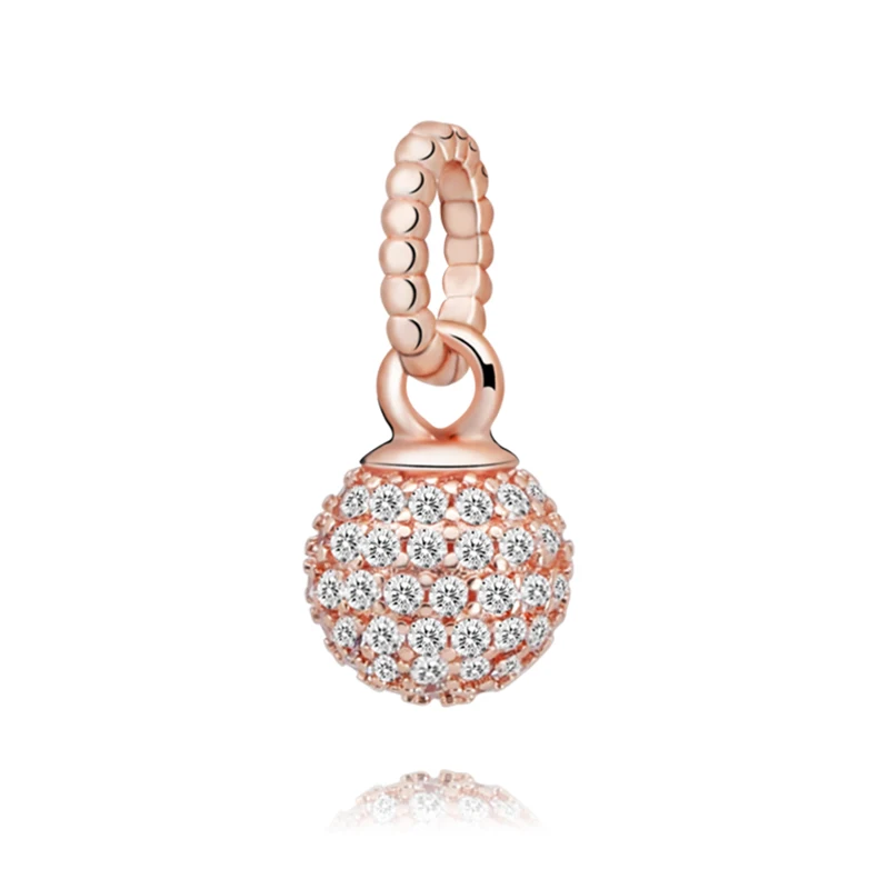 

2020 New Valentine's 100% 925 Sterling Silver Beads Pav Ball Pendant Charm fit Original Pandora Bracelets Women DIY Jewelry