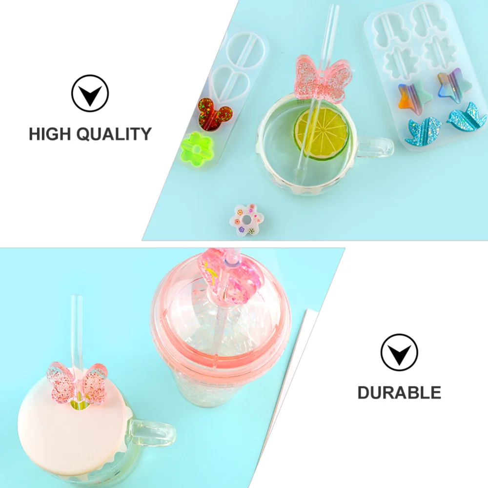 

2pcs Straw Topper Attachment Molds Epoxy Resin Casting Mold Crafts Making Molds