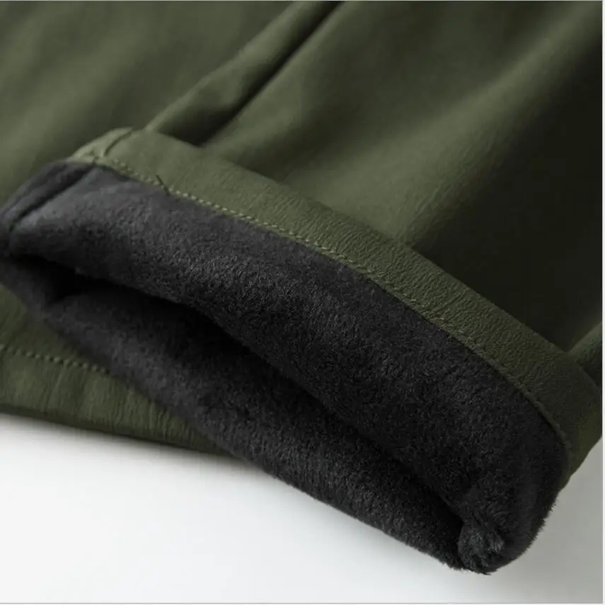 Мужские флисовые брюки-карго темно-синие утепленные Непродуваемые брюки с