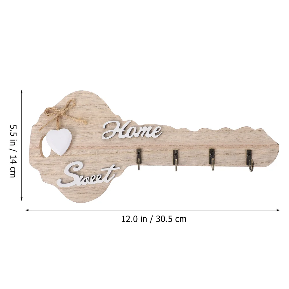 

1pc Wooden Key Shape Hook Retro Wall Hanger Home Wooden Wall Decoration Hook