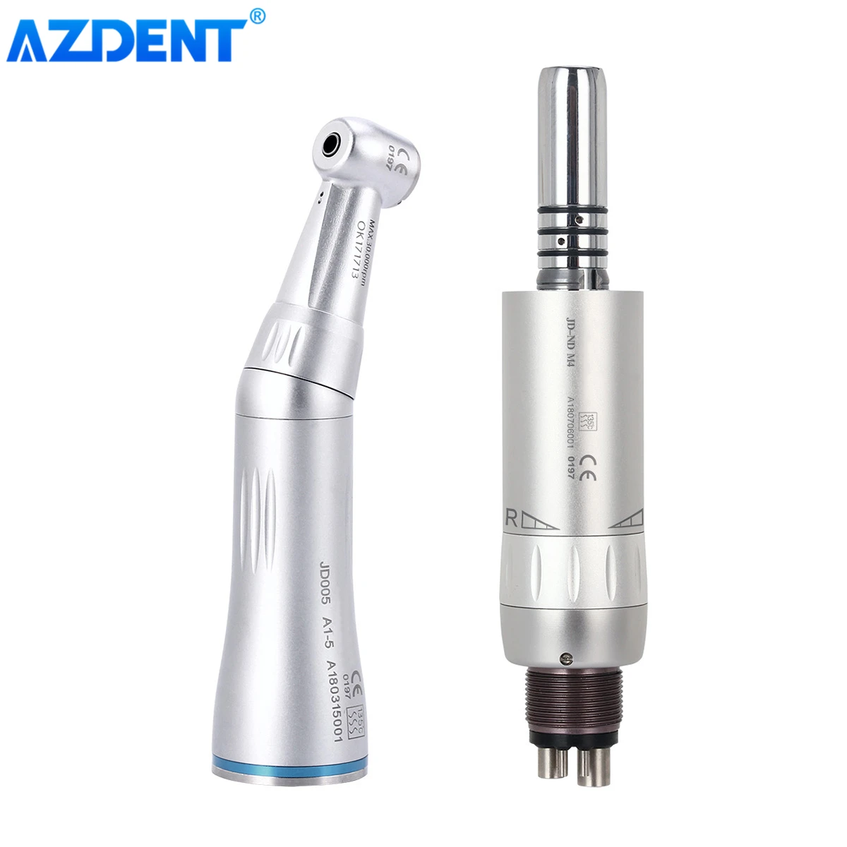 AZDENT Dental Contra Angle Internal Water Spray Pipe Push Button Low Speed Handpiece Air Motor 4 Holes Dental Clinic Tool