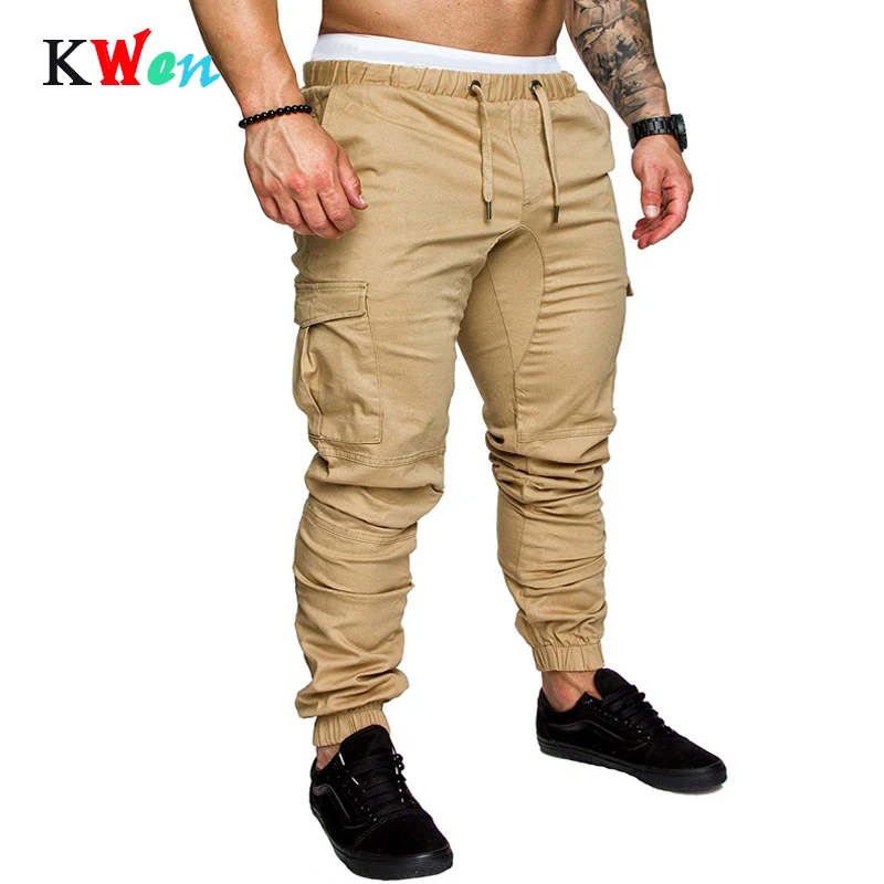 2019 Брендовые мужские брюки шаровары штаны для бега однотонные с несколькими