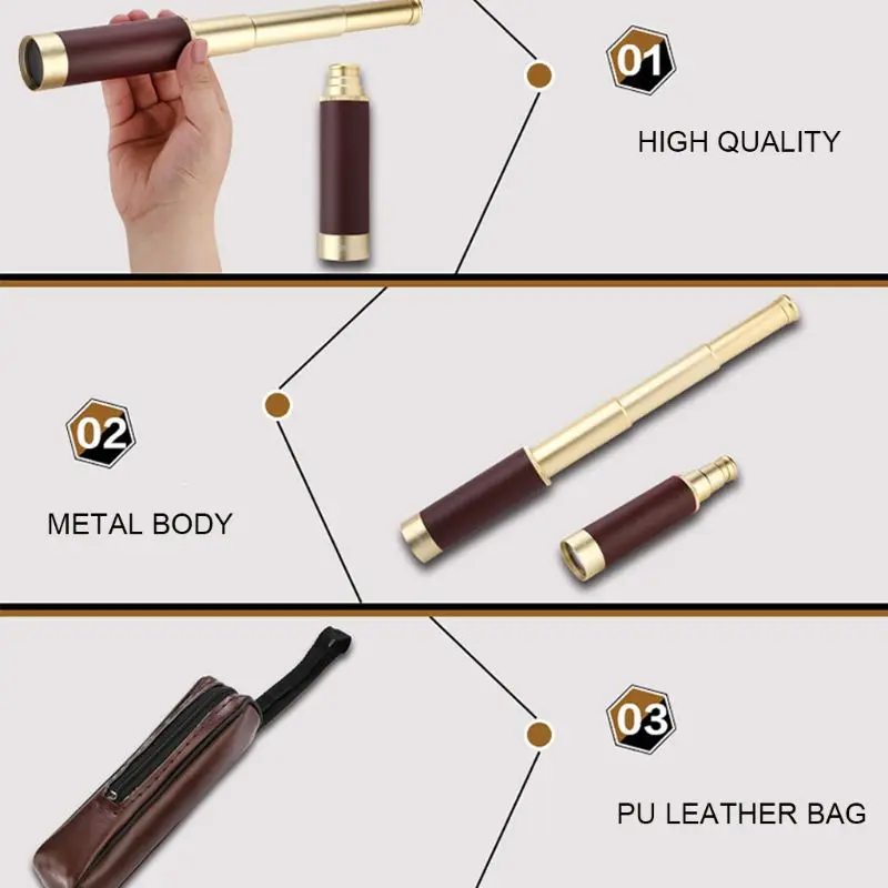 

Pirate Telescope Monocular 25x30 Times Optics Nautical Brass HD Spyglass Outdoor Camping Hunting Fishing